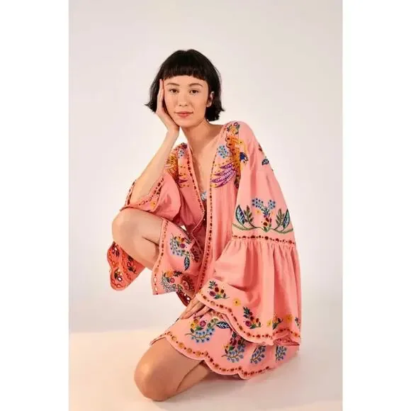 Farm Rio Richelieu Frilled Parrot Kimono Small - Picture 2 of 6